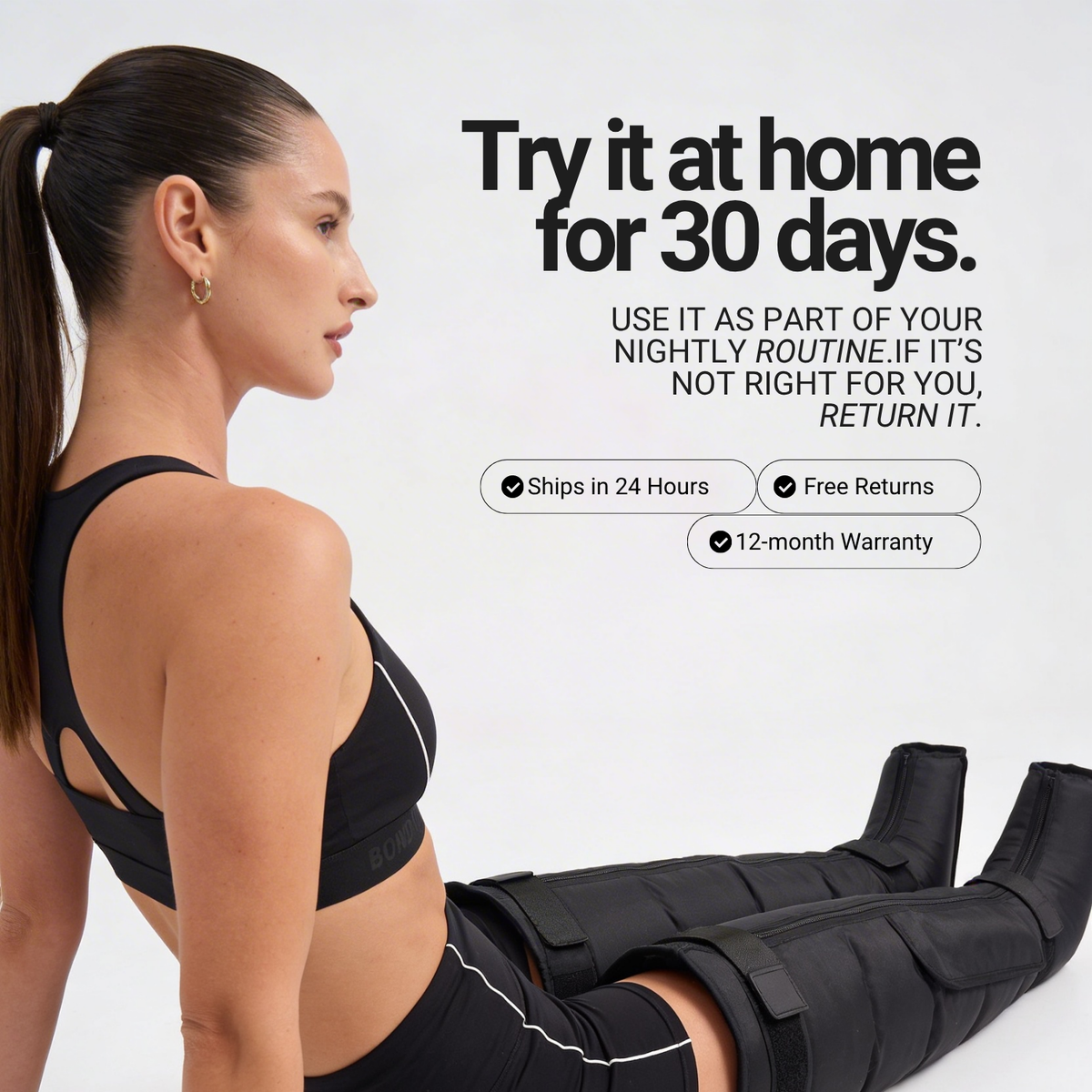 Nicebeam RecoveryFlow Compression Boots – Wireless Leg Compression | 12 Modes | 60–270 mmHg