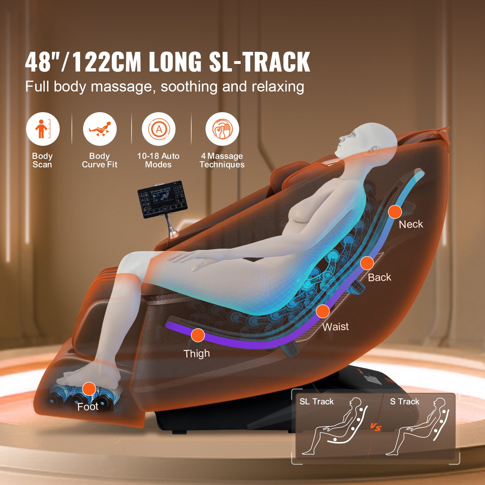 Full Body Massage Chair Zero Gravity 3D Shiatsu Recliner with Sl-Track