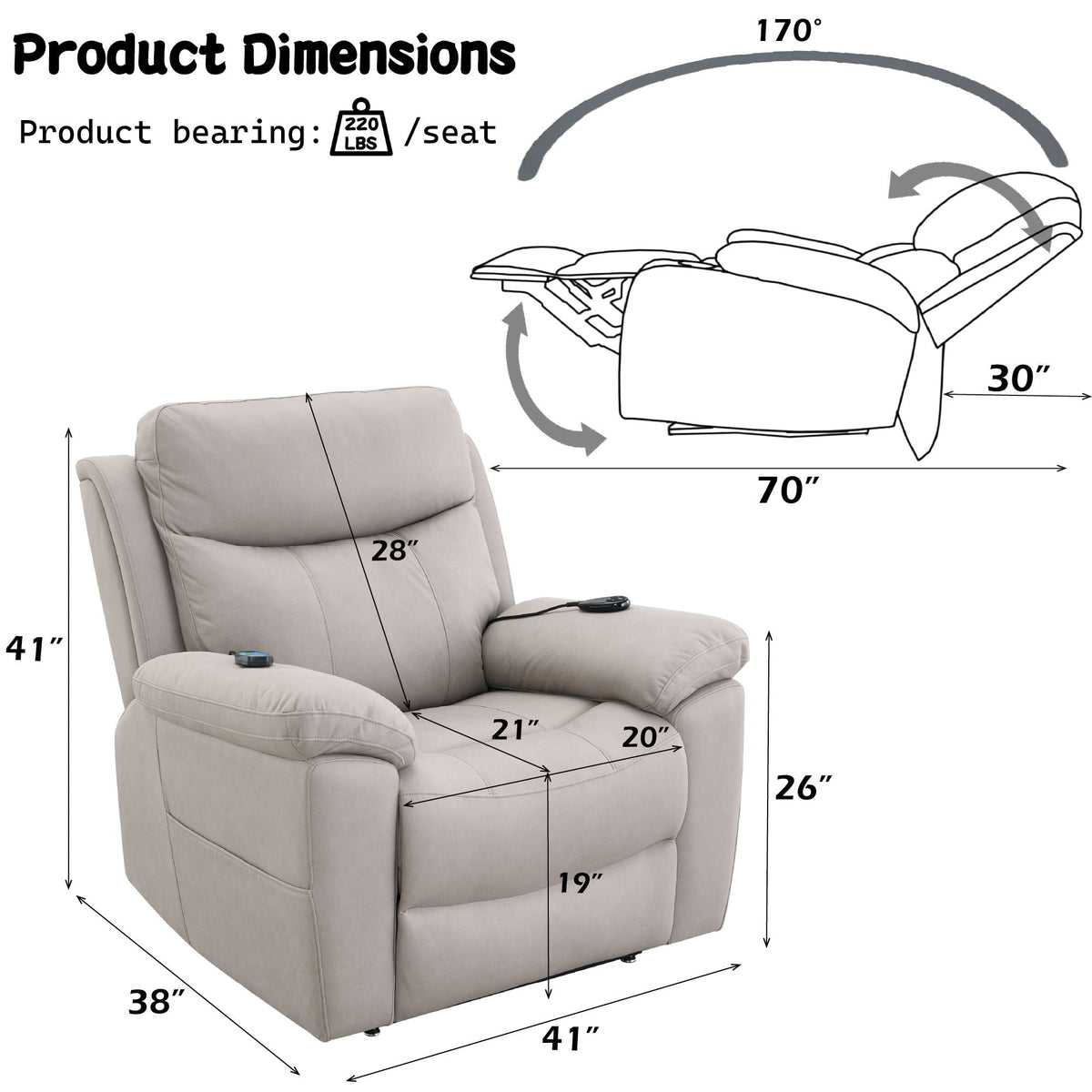 Chriki Power Lift Recliner with Heat & Massage | Microfiber Upholstery