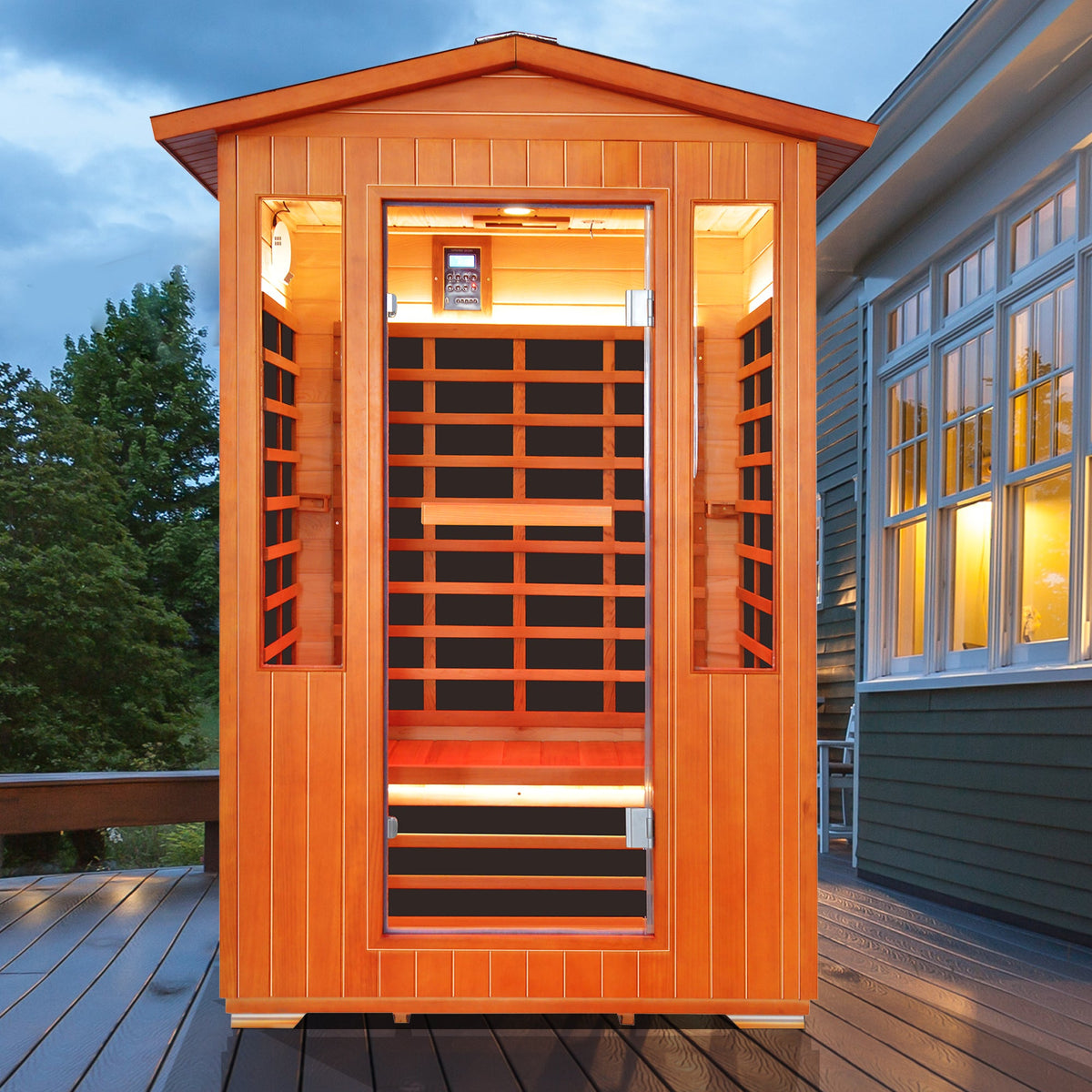 2-Person Outdoor Sauna Room | Fir & Red Cedar | 2,000W