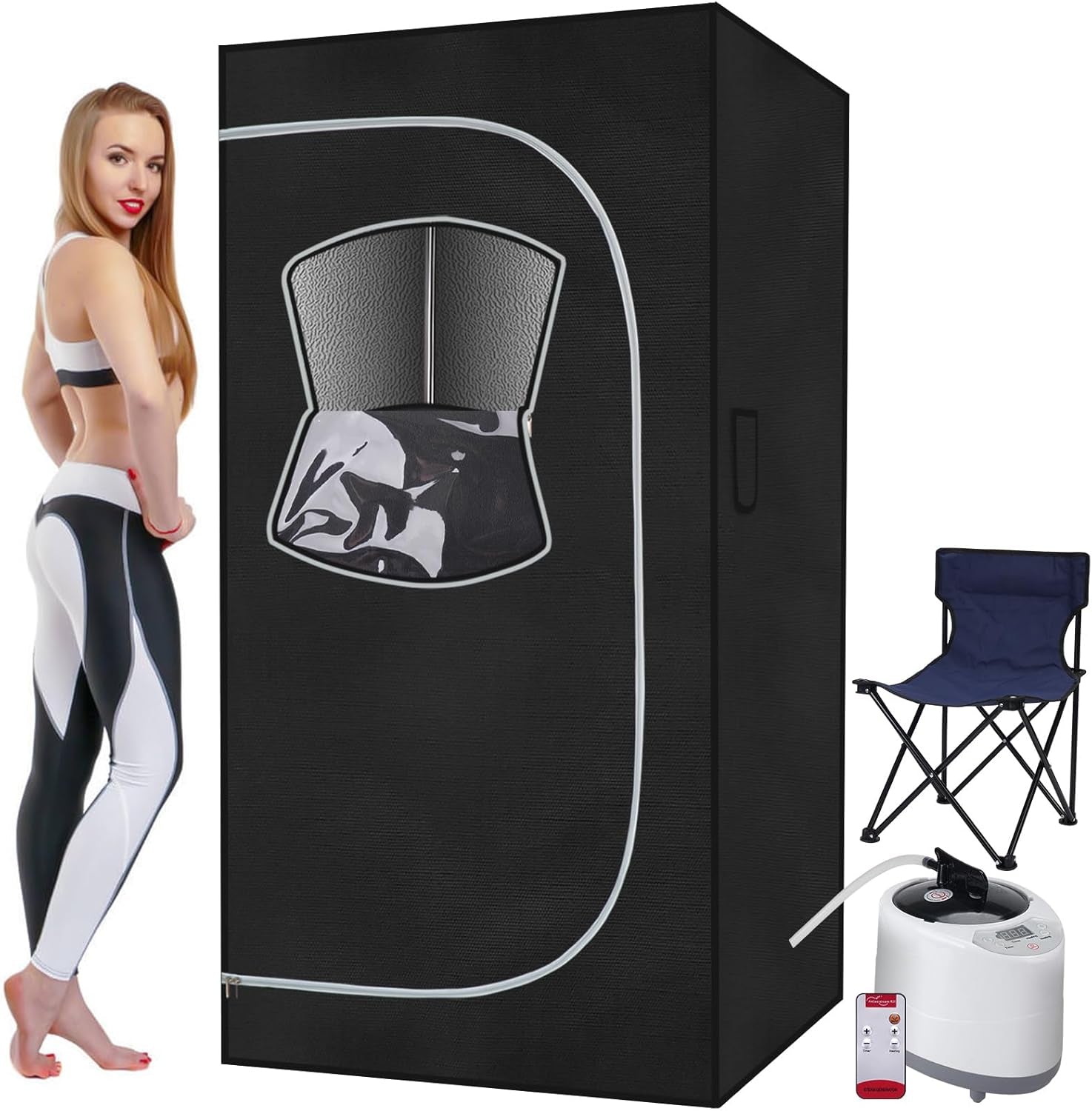 Portable Steam Sauna Room Full Body Sauna Suit for Home Indoor Portable Steam Sauna Tent with Folding Chair and Remote Control