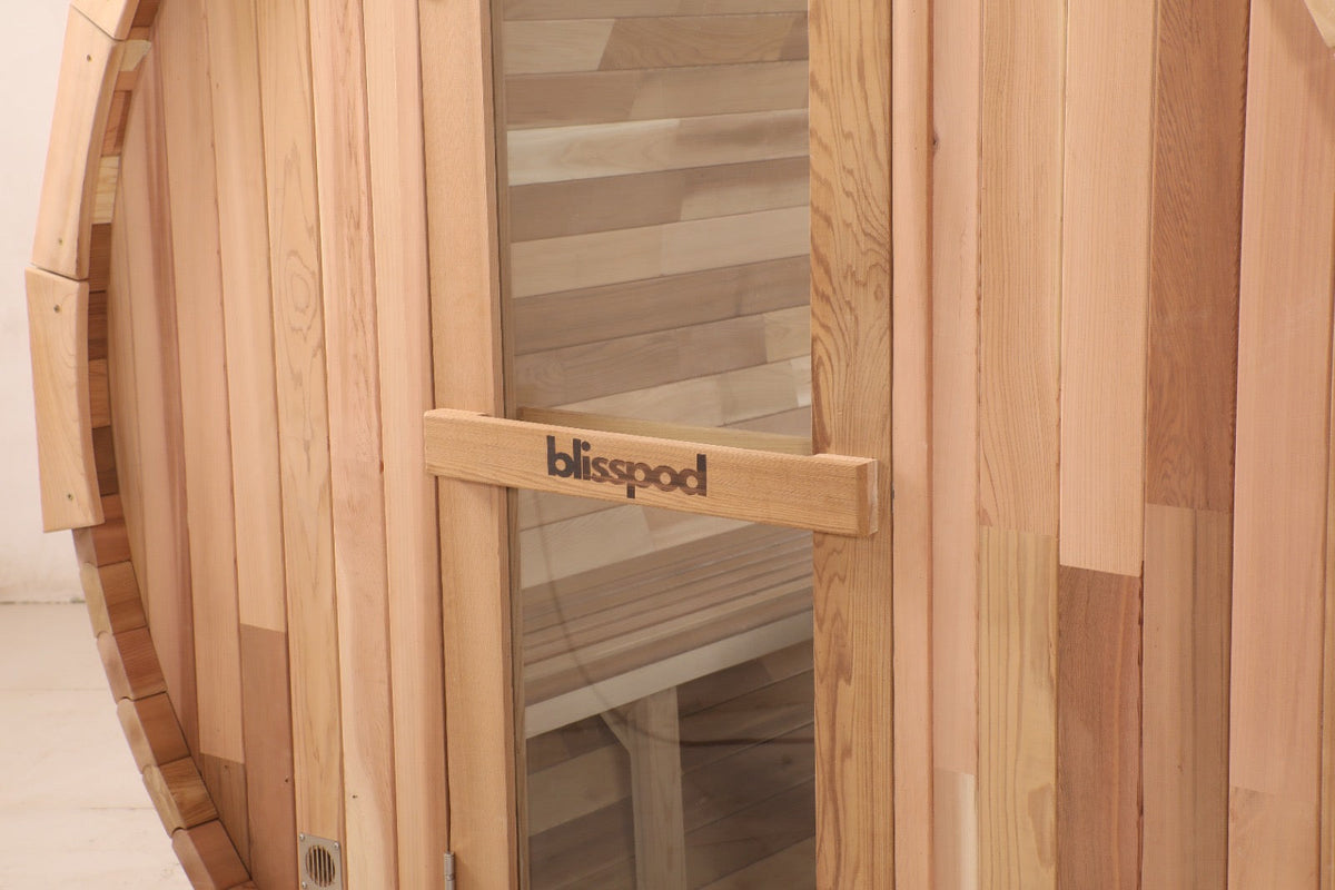 Blisspod Prague Outdoor Electric Barrel Sauna | Canadian Red Cedar | 2–4 or 4–6 Person Sizes