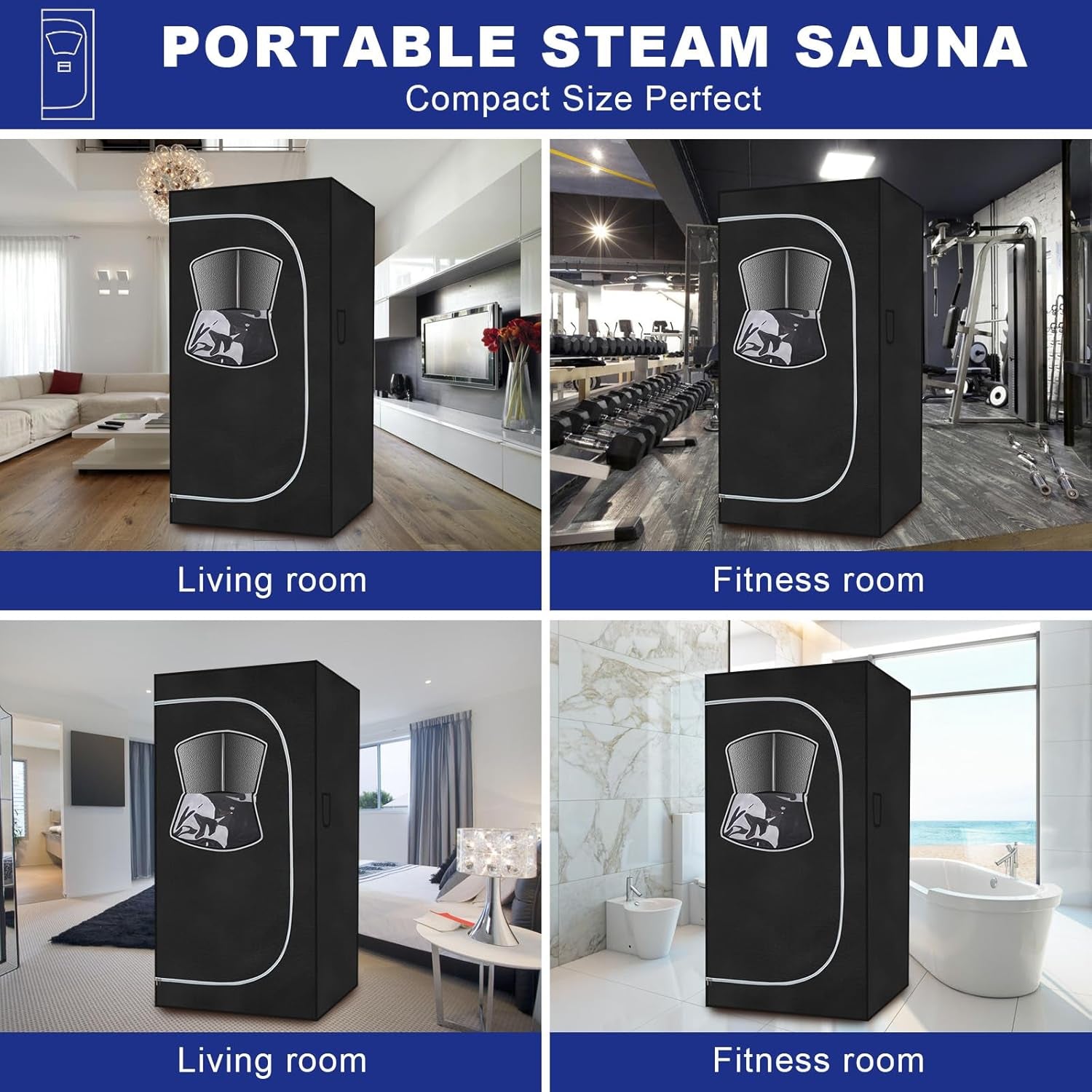 Portable Steam Sauna Room Full Body Sauna Suit for Home Indoor Portable Steam Sauna Tent with Folding Chair and Remote Control