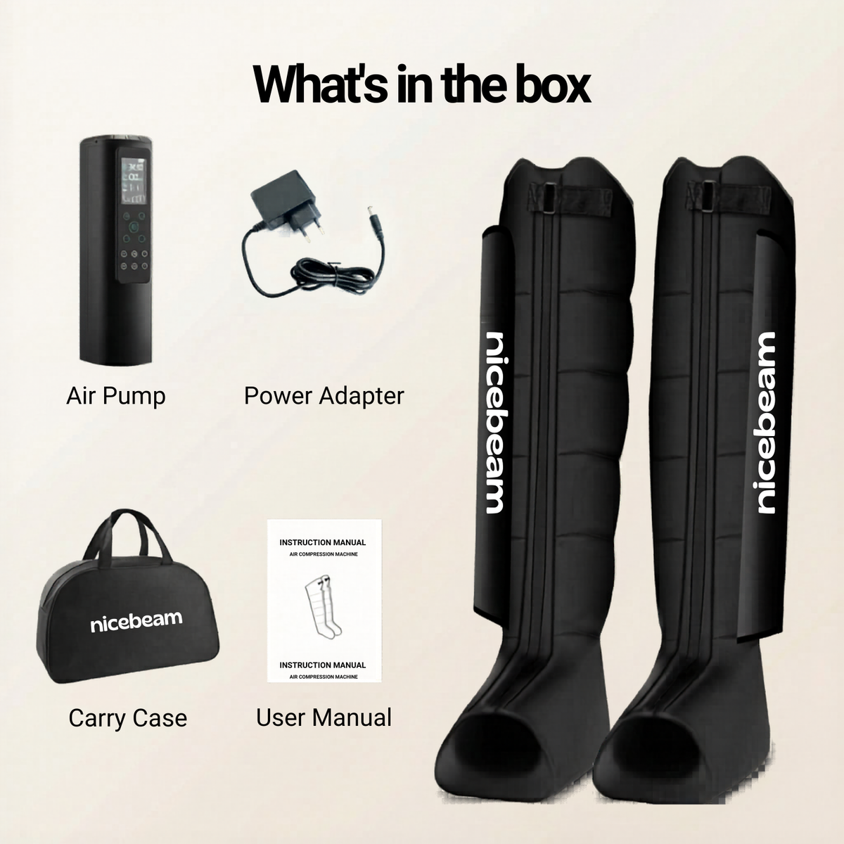 Nicebeam RecoveryFlow Compression Boots – Wireless Leg Compression | 12 Modes | 60–270 mmHg