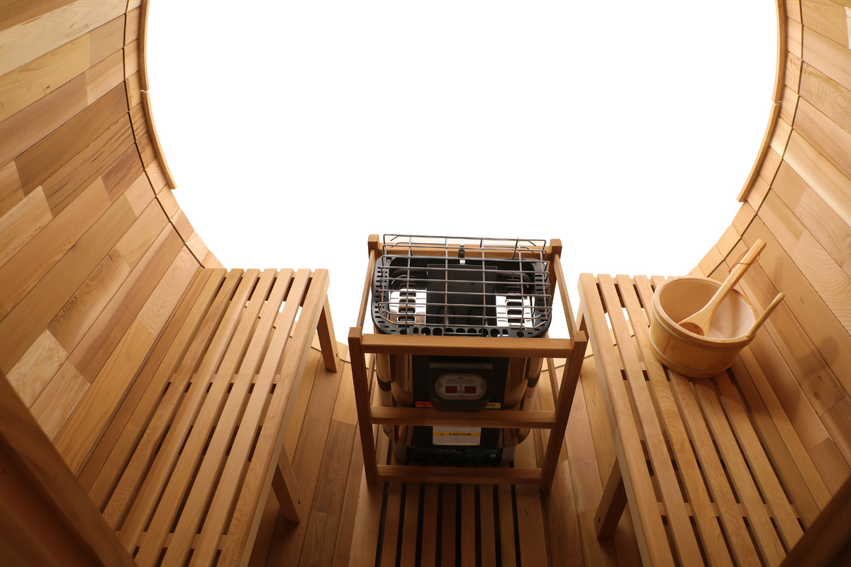 Blisspod Prague Outdoor Electric Barrel Sauna | Canadian Red Cedar | 2–4 or 4–6 Person Sizes