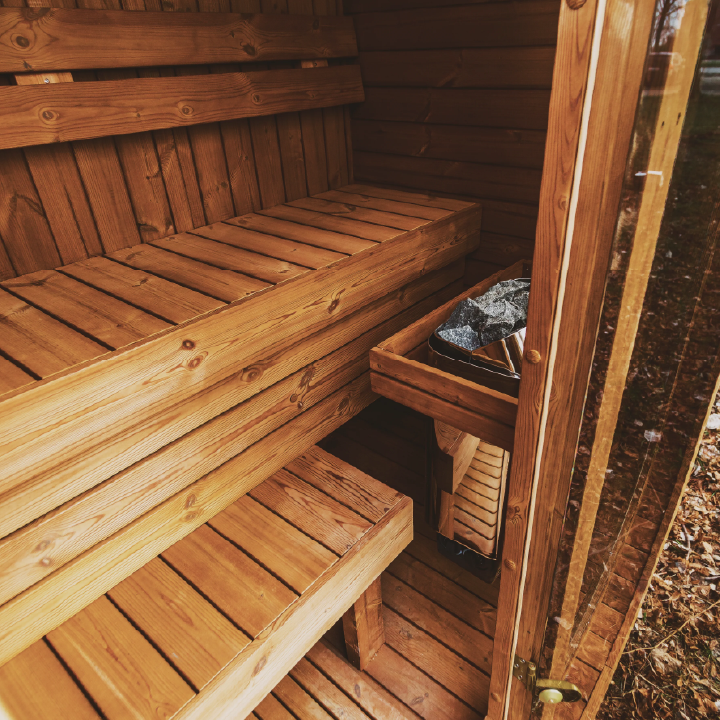 Mande MW16 ThermoWood Outdoor Sauna | Harvia Heater Options