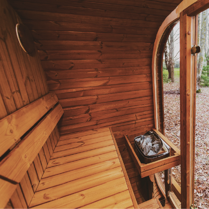 Mande MW16 ThermoWood Outdoor Sauna | Harvia Heater Options