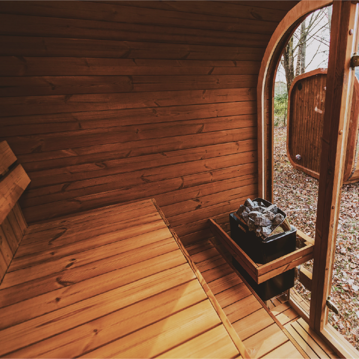 Mande MW16 ThermoWood Outdoor Sauna | Harvia Heater Options